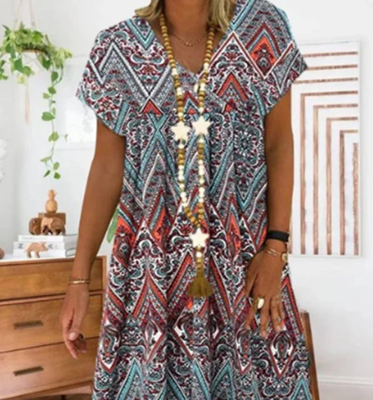 A stunning blue women's fashion dress with a flattering silhouette and elegant design