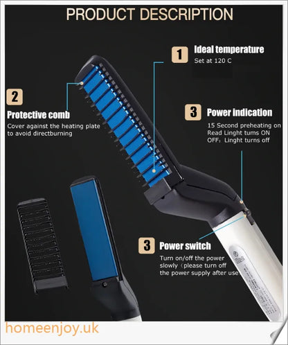 A beard straightener comb with heat barrier bristles for effortless, damage-free beard straightening