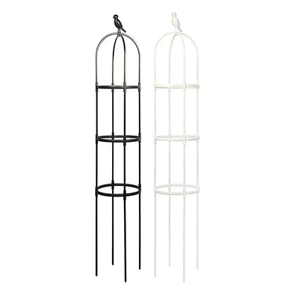 Adjustable 2/3-Tier Garden Trellis in white, designed to support climbing plants and flowers in a home garden