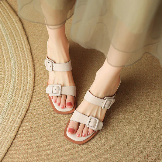 Elegant women's premium leather high heel sandals in brown colour