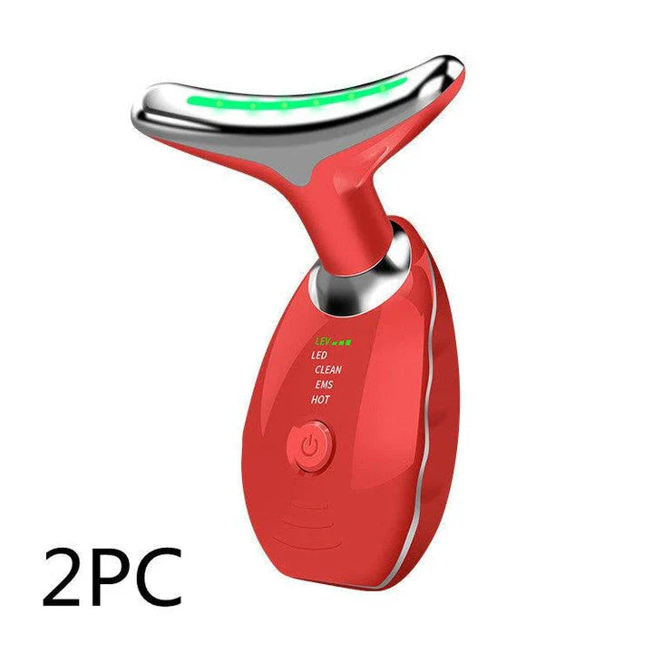 Neck and Face Beauty Device with Colorful LED Photon Therapy for Skin Tightening, Wrinkle Reduction and Double Chin Removal