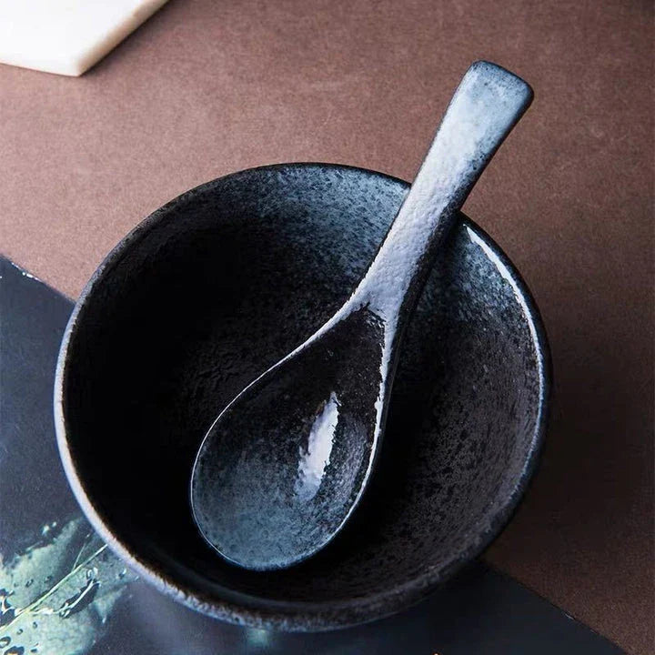 Elegant Japanese ceramic soup spoon in various colours for refined dining
