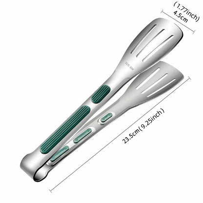 Stainless steel non-slip food tongs for cooking, serving, and handling hot dishes in the kitchen