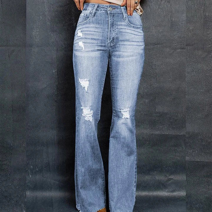 Premium high-waisted wide-leg denim trousers in a chic, versatile design