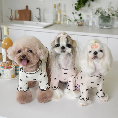 Cosy embroidered bear waffle vest for pets in a variety of sizes and the colour pink