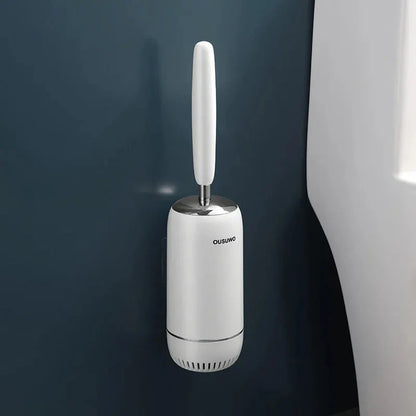 Long Handle Silicone Toilet Brush with Ergonomic Design, Scratch-Resistant Bristles, and Convenient Wall-Mounted Storage