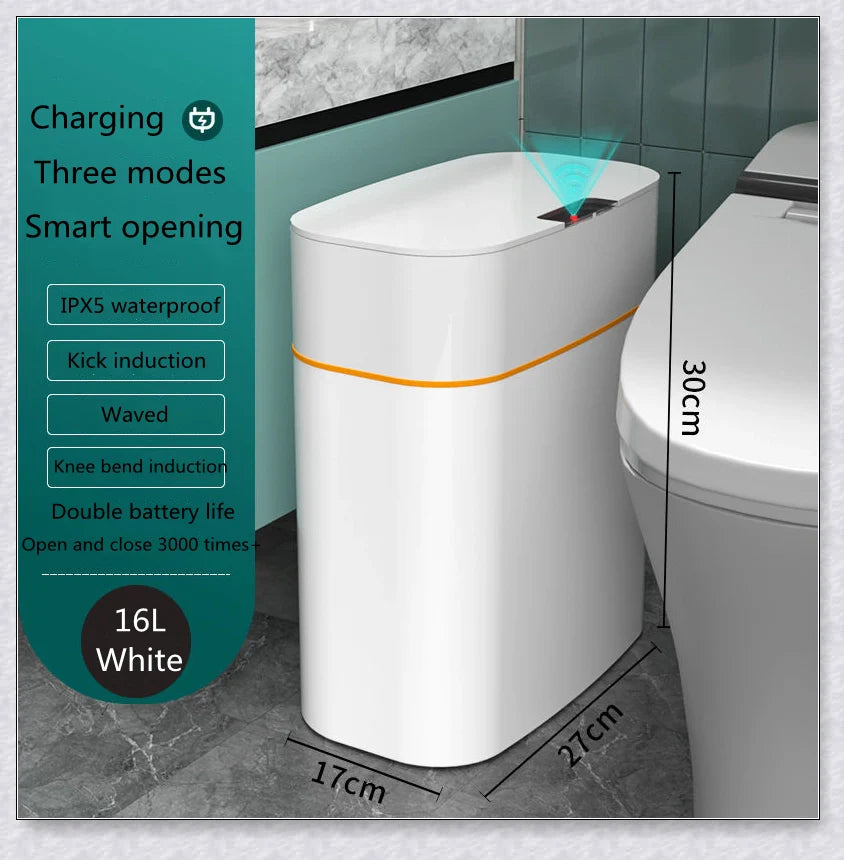 Sleek and modern automatic garbage can with motion-activated sensor for a hygienic and hassle-free waste disposal experience