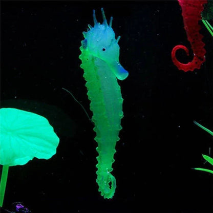 Elegant artificial seahorse ornament made of silicone for aquariums and underwater decor