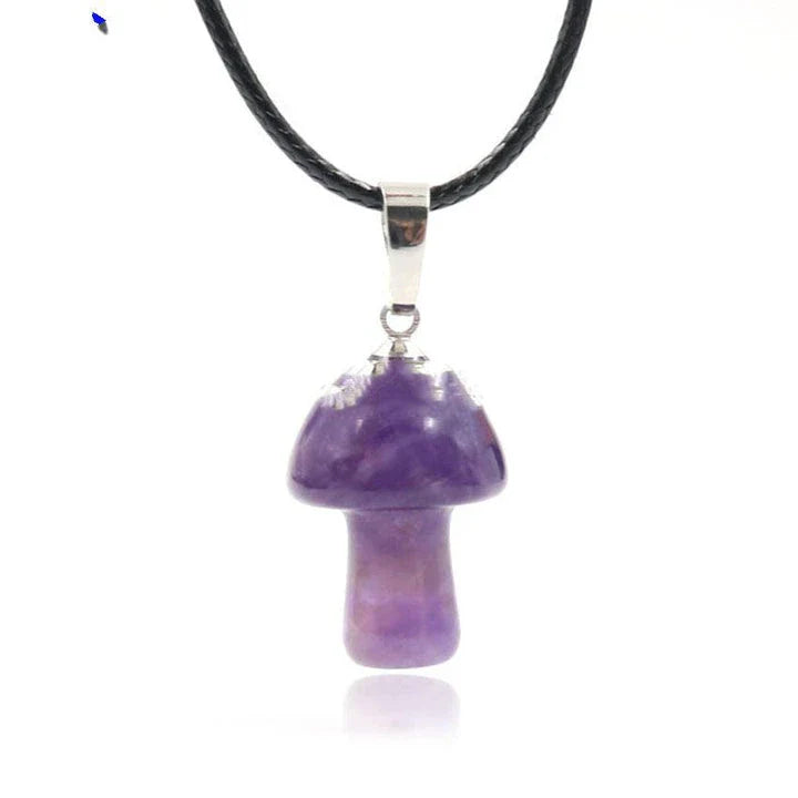 Elegant crystal mushroom pendant necklace with adjustable chain and sparkling natural gemstones