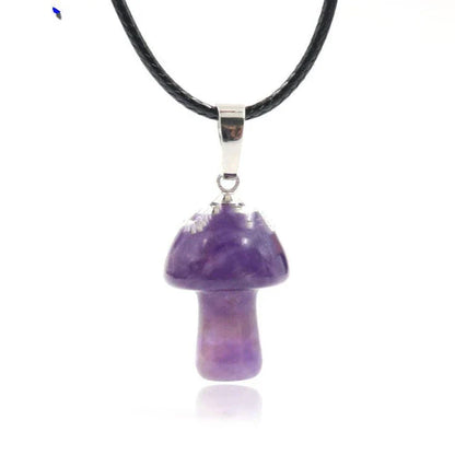 Elegant crystal mushroom pendant necklace with adjustable chain and sparkling natural gemstones