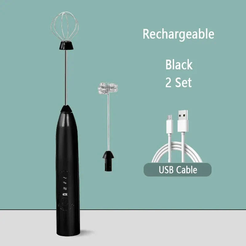 Premium handheld electric milk frother with high-speed rotation, rechargeable power, and ergonomic design for creating silky-smooth, café-quality froth.