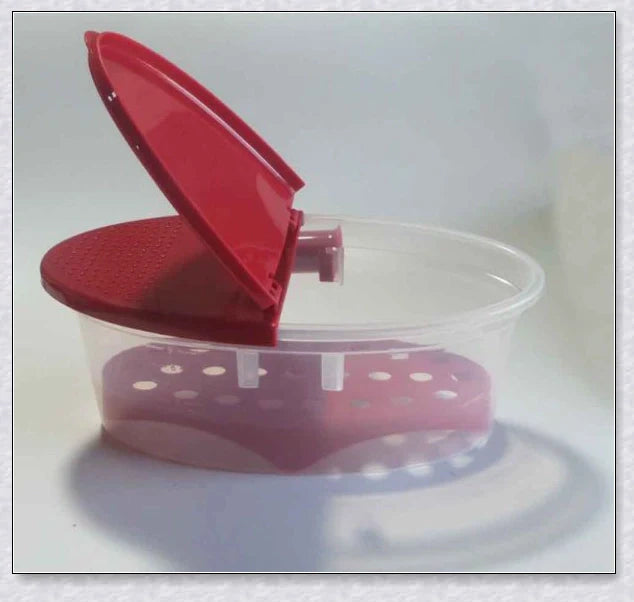 Versatile microwave pasta cooker with convenient handles and precise water-filling lines for quick and easy pasta preparation