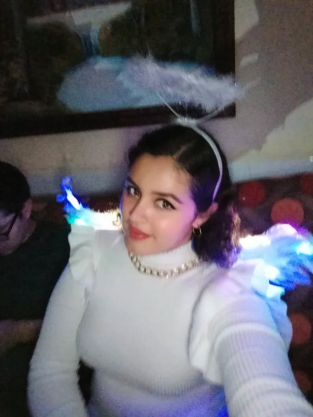 Captivating 3D Angel & Devil Wings in angelic white and devilish black colours, perfect for Halloween, masquerade, and costume parties