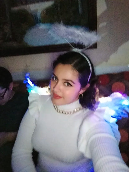Captivating 3D Angel & Devil Wings in angelic white and devilish black colours, perfect for Halloween, masquerade, and costume parties