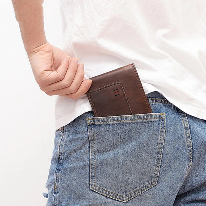 Premium cowhide leather clutch wallet with multiple card slots and compartments for organised storage