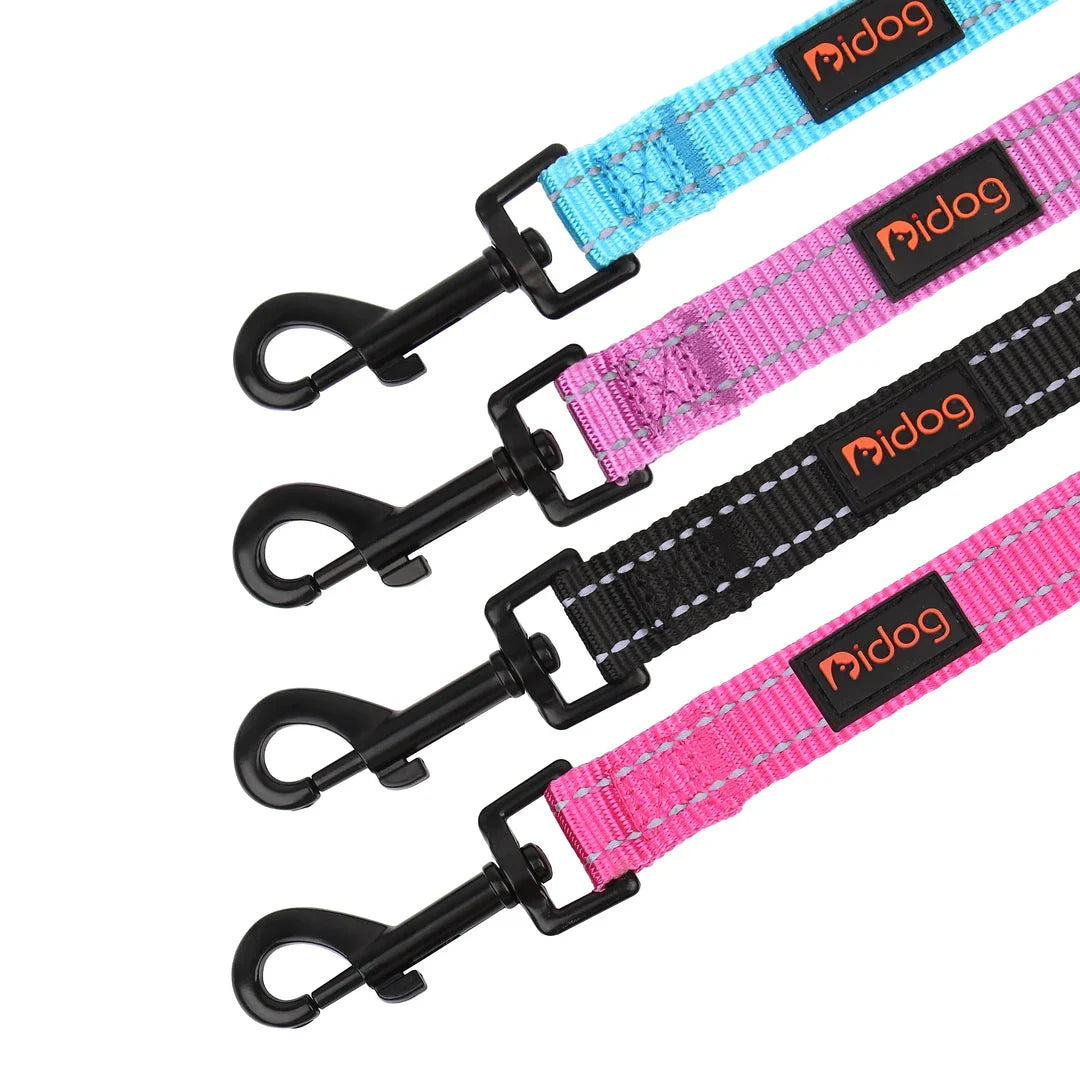 Durable 5ft reflective dog leash with padded dual handles for enhanced control and visibility during walks