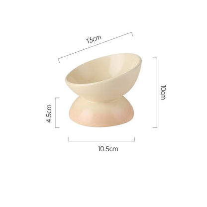 Gradient Ceramic Cat Bowl with raised and tilted design for comfortable pet dining