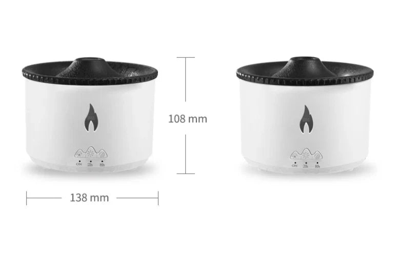 Elegant ultrasonic essential oil humidifier with flame and jellyfish-inspired lighting effects for relaxing ambiance