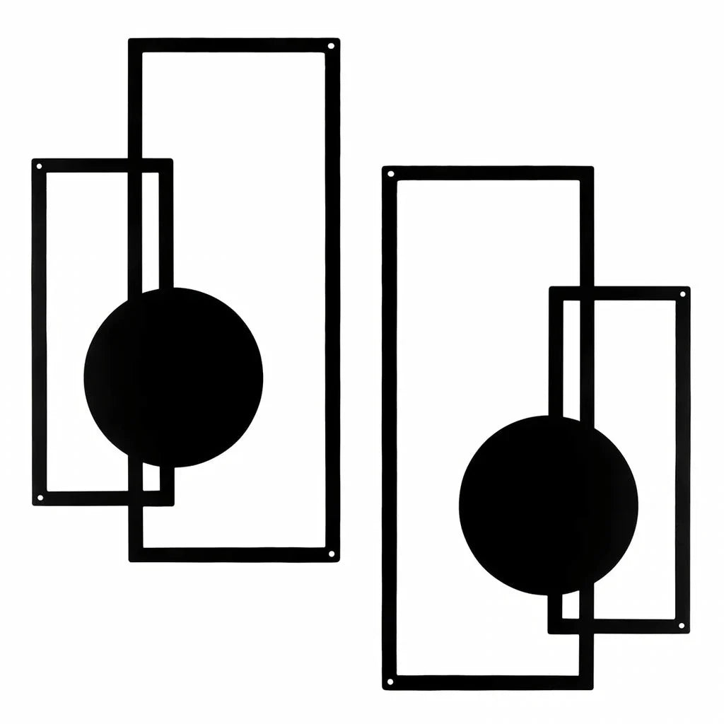 Pair of Nordic-inspired iron silhouette wall hangings in sleek black finish, adding refined sophistication to any living space