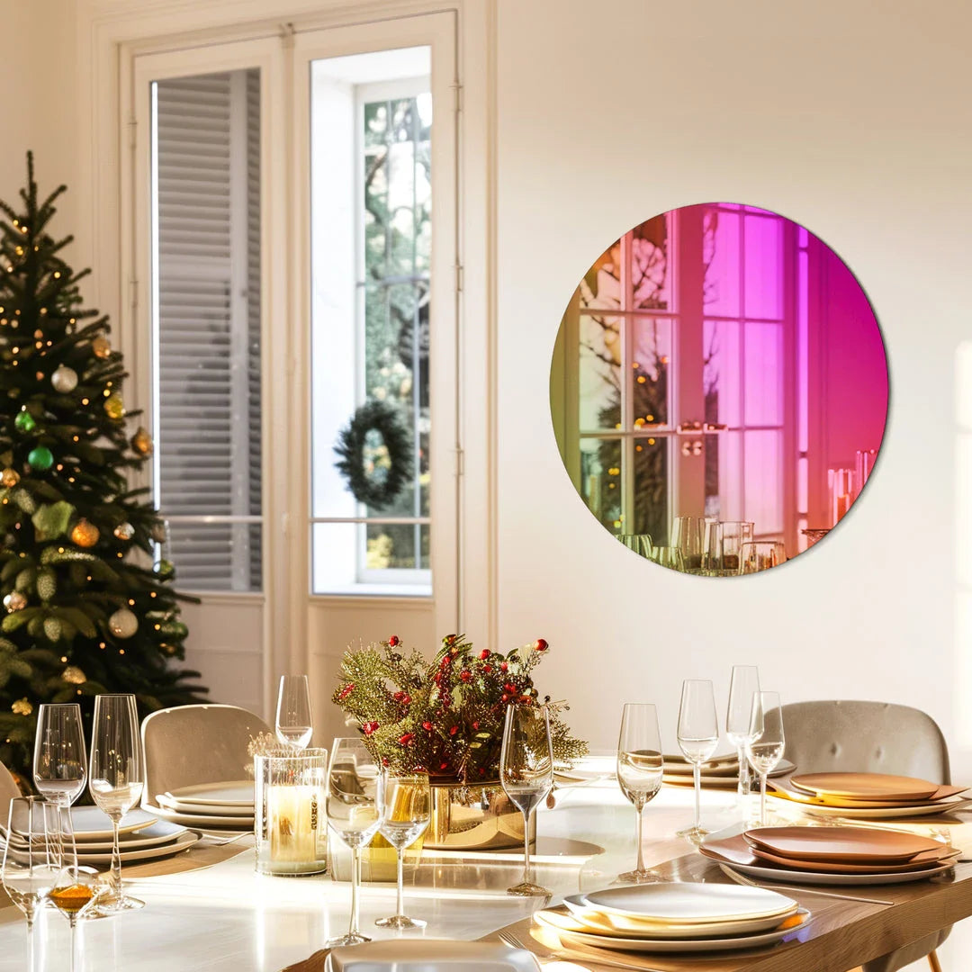 Elegant Radiant Circular Wall Mirror with vibrant rainbow hues and modern design