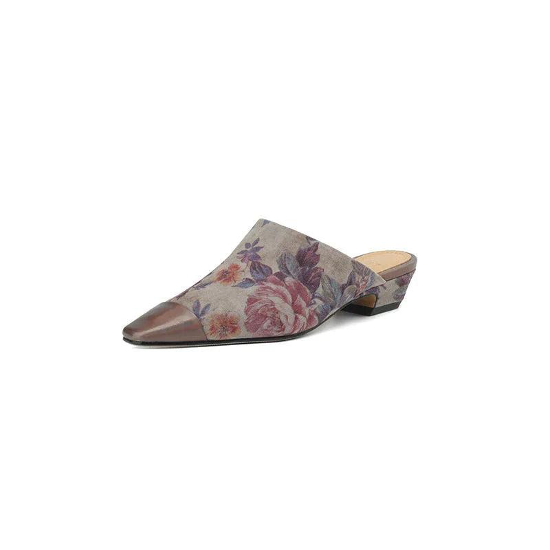 Elegant suede mule slippers with a chic 3cm square heel, designed for everyday comfort and style