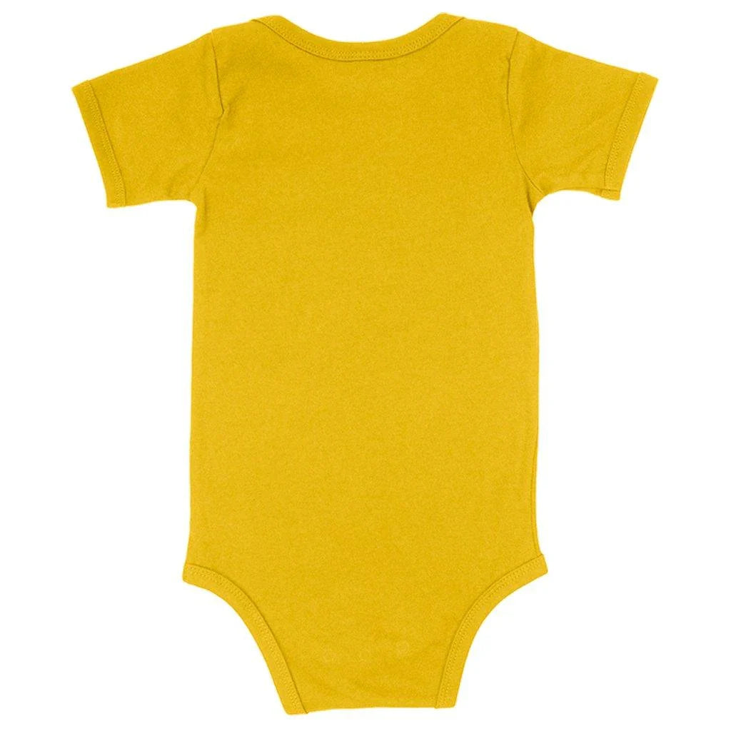 Chic baby onesie with peace and love bowling design, made of soft and flexible Airlume cotton