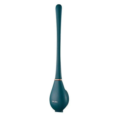 A modern long-handled silicone toilet brush with a sleek wall-mounted holder, perfect for efficient and hygienic bathroom cleaning.