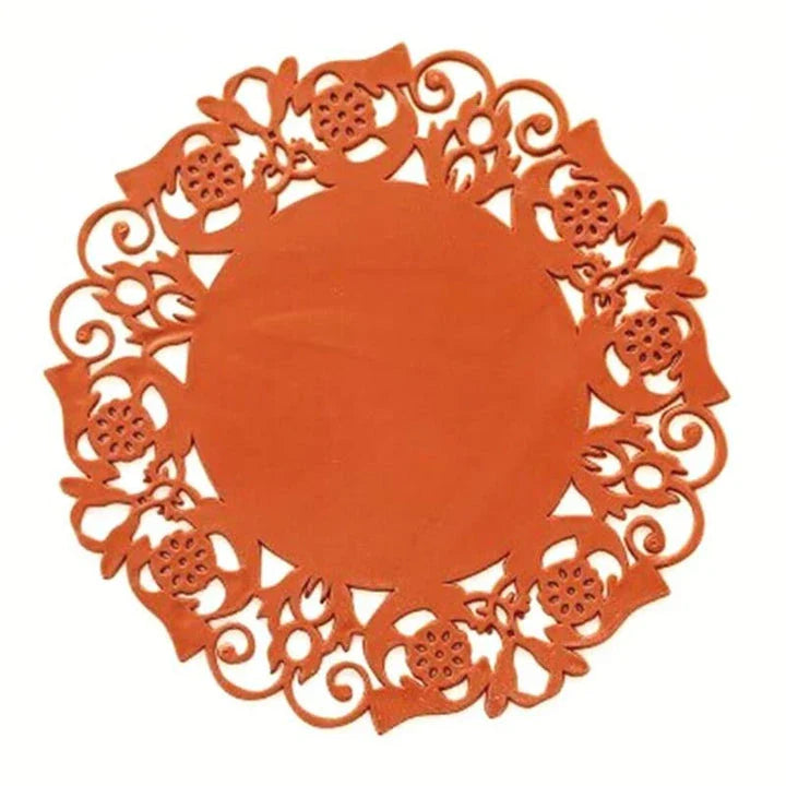 Trendha's premium Lace Silicone Coasters featuring a delicate lace pattern and heat-resistant design to protect your furniture in style.