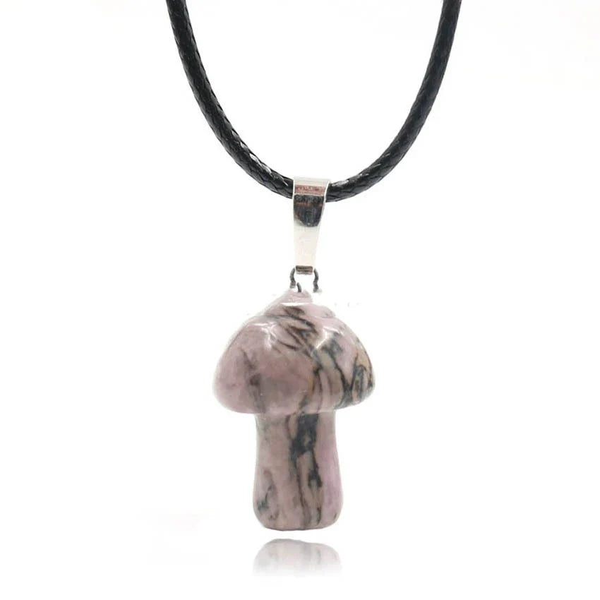 Elegant crystal mushroom pendant necklace with adjustable chain and sparkling natural gemstones