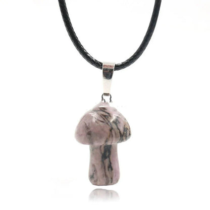 Elegant crystal mushroom pendant necklace with adjustable chain and sparkling natural gemstones