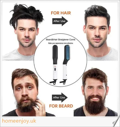 A beard straightener comb with heat barrier bristles for effortless, damage-free beard straightening