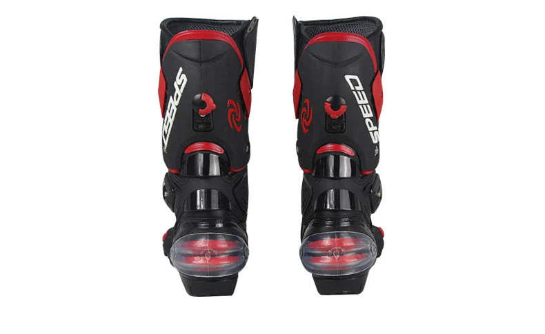 Durable all-weather motorcycle boots with microfiber leather, carbon fibre reinforcements, and shock-absorbing sole for versatile protection and style