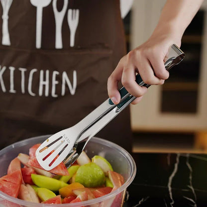 Stainless steel non-slip food tongs for cooking, serving, and handling hot dishes in the kitchen