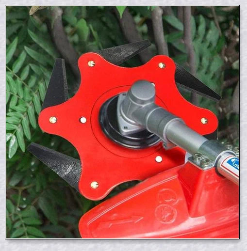 Powerful manganese steel weed trimmer blades with six 360-degree rotating blades for effortless lawn and garden maintenance