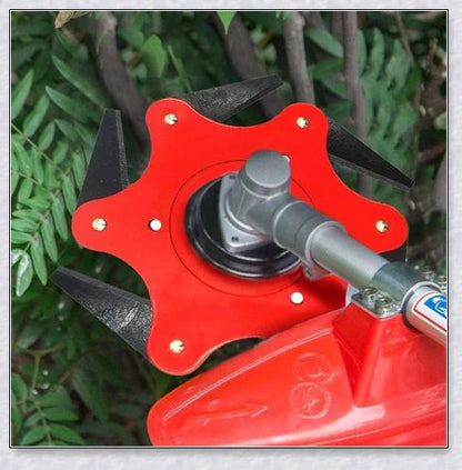 Powerful manganese steel weed trimmer blades with six 360-degree rotating blades for effortless lawn and garden maintenance