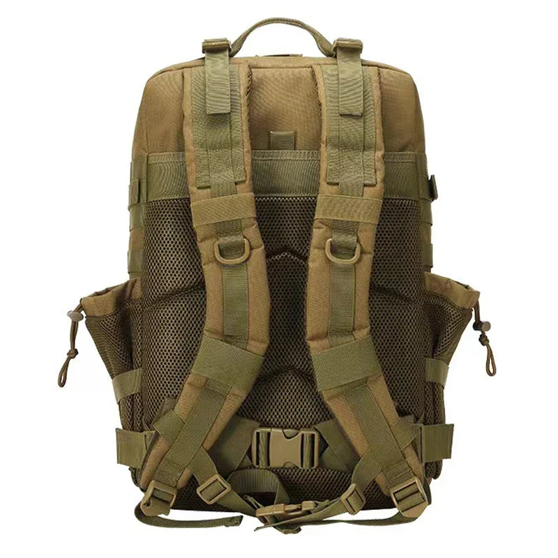 Oxford fabric waterproof backpack with large 45-litre capacity, multiple pockets, and comfortable padded straps for daily use and outdoor adventures
