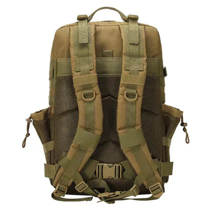 Oxford fabric waterproof backpack with large 45-litre capacity, multiple pockets, and comfortable padded straps for daily use and outdoor adventures