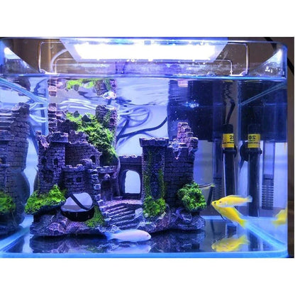 Ornate resin castle figurine for aquarium decor, featuring intricate architectural details and a regal design