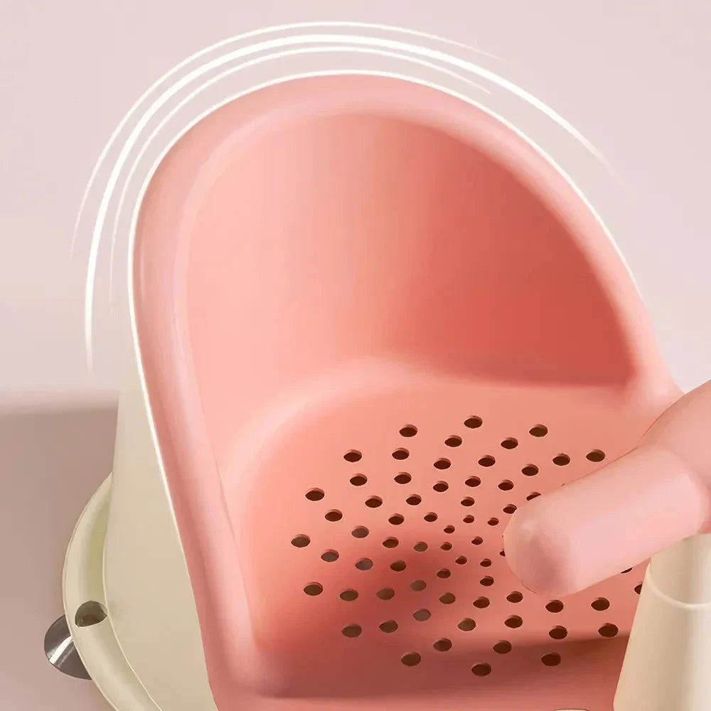 Cosy infant bath tub with large suction cups and ergonomic curved design for safe and comfortable bathing
