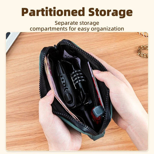 Compact cycling wallet in turquoise colour with zipper closure and compartments for storing phone, coins, and other small items