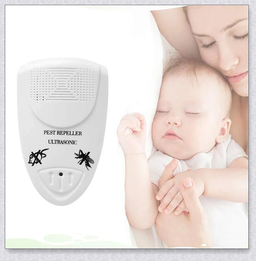Ultrasonic bat repellent device with high-frequency soundwaves to drive away pests without harming humans or pets
