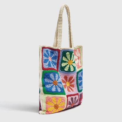 Elegant floral crochet shoulder bag in neutral and colourful designs, perfect for summer style and adventures