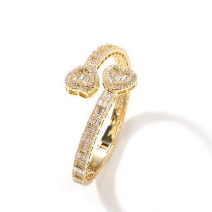 Elegant geometric bracelet with diamond accents in gold, silver, and rose gold finishes