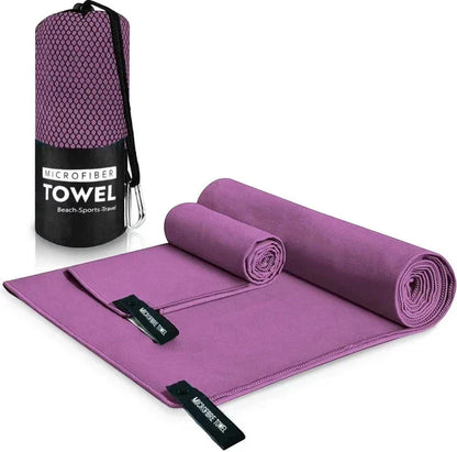 Premium quick-dry microfibre sports towel in various sizes, perfect for gym, yoga, swimming, camping, and beach activities