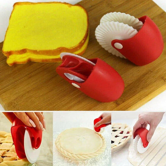 Pastry Wheel Decorator for creating decorative strips and patterns on homemade pies, pasta, and puff pastry