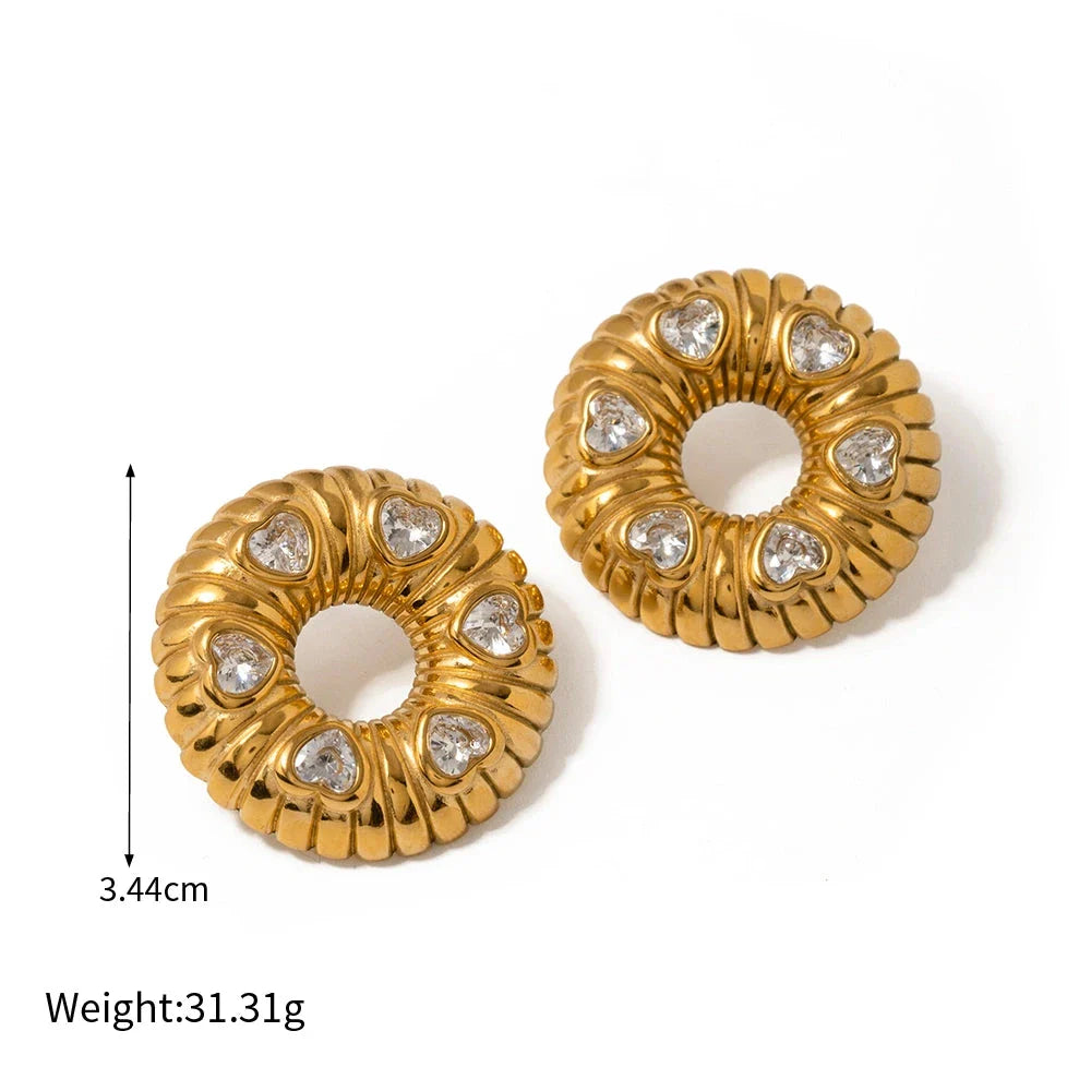 Elegant 18K gold plated minimalist jewellery set with O-shaped earrings and necklace, crafted from durable stainless steel for timeless style.