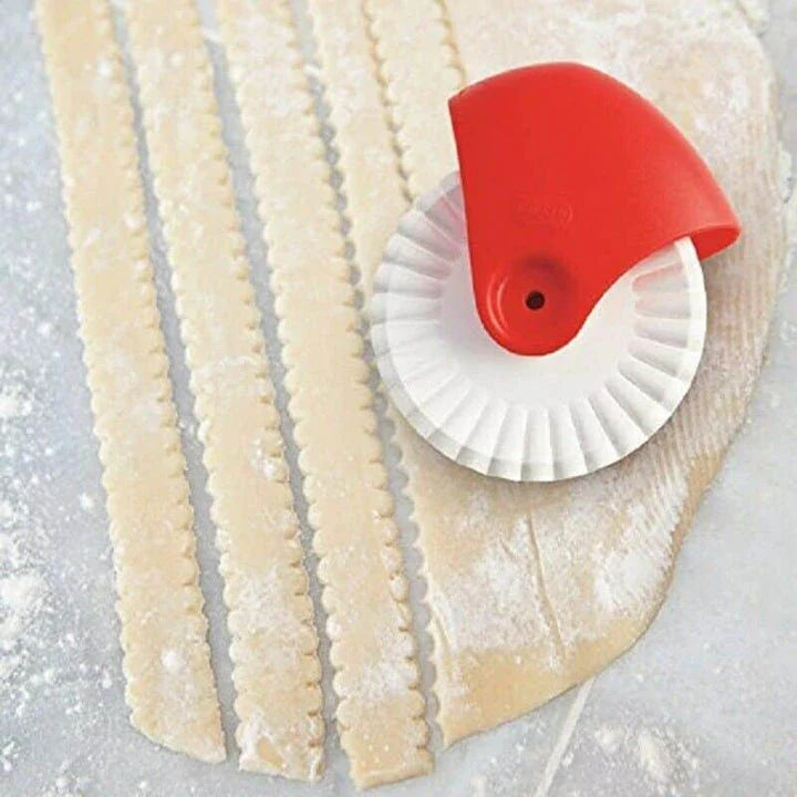 Pastry Wheel Decorator for creating decorative strips and patterns on homemade pies, pasta, and puff pastry