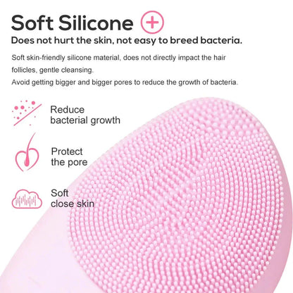 Electric Sonic Ultrasonic Silicone Face Cleansing Brush with four adjustable speed settings for customised skincare