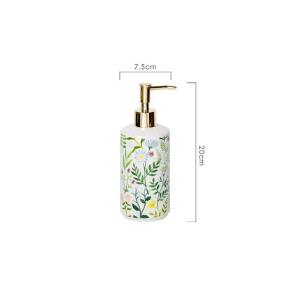 Ceramic Flower Soap Dispenser with elegant floral design for luxurious bathroom décor