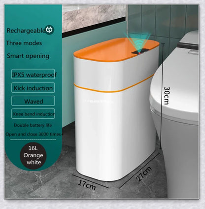 Sleek and modern automatic garbage can with motion-activated sensor for a hygienic and hassle-free waste disposal experience